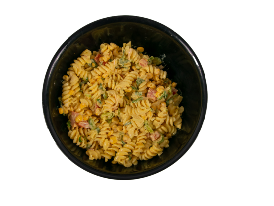 Pastasalade met honing-mosterd vinaigrette